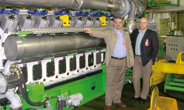 The first engine in the test cell.