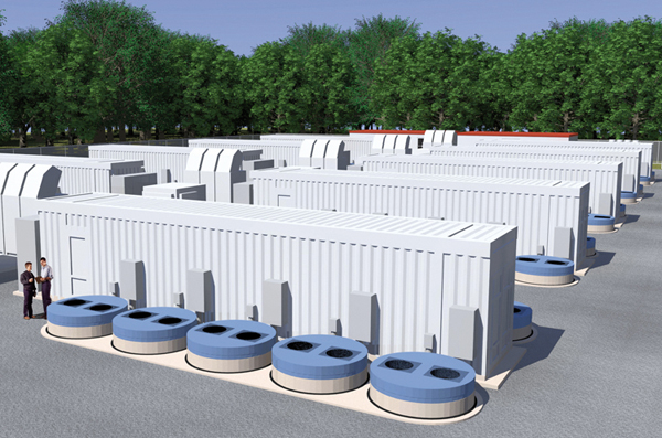 A rendering of Beacon Power’s 20 MW facility planned for New York ISO. Courtesy Beacon Power