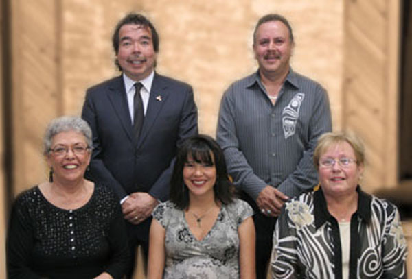 Chippewas of Georgina Island, Band Council: Back row, left to right: Councillor Bill McCue, Counciller Brett Mooney. Bottow row,  Councillor Lorraine Big Canoe, Chief Donna Big Canoe, Councillor Pat Big Canoe