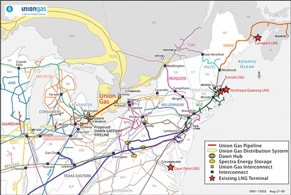 Figure 3. Pipelines in eastern Canada and northeast US Courtesy Union Gas