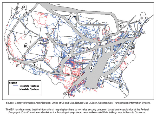 Figure 4. Natural Gas Pipeline Corridors. Source: US Energy Information Administration, Office of Oil & Gas