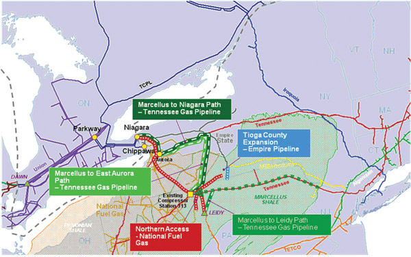 Figure 5. US Pipeline Projects to Export Marcellus Gas to Canada Courtesy TransCanada Pipelines