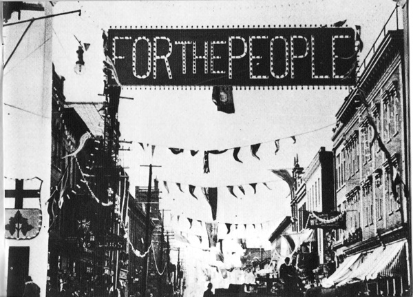 The electric sign above highlighted the switching on of the provincial electric grid in 1910.  Photo courtesy of the Public Archives of Ontario.