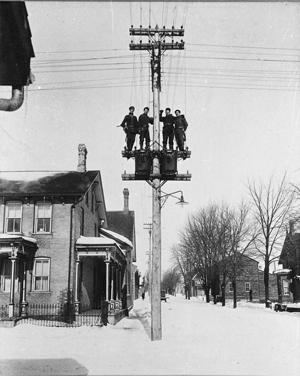 The Squirrel Gang: Bert Warner, James Walker, William Reiber and Eby Rush (c. 1912). Photo Courtesy of Hydro One Archives HP 1110