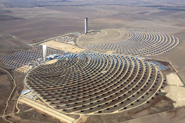 The 250 MW Blythe solar thermal facility in California