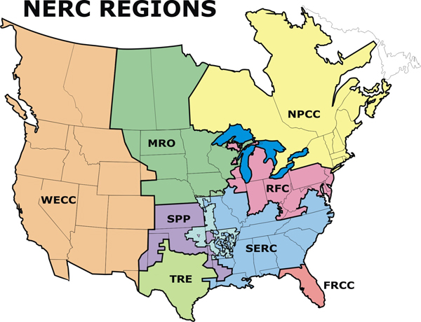 NERC's reliability regions 