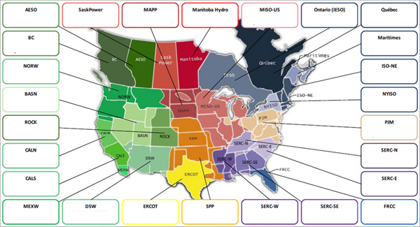 NERC's assessment areas (data from 2011 deleted)