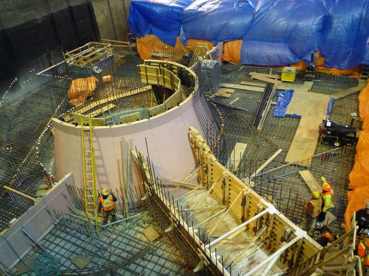 Working of the formwork and preparation for the pour at Little Long, December 1, 2011. Photo: OPG