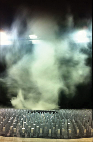 The University of Western Ontario has a wind tunnel, dating from 1964 and possibly the oldest in the world, but now has also the world’s most advanced. Reopened last October with  million of federal and provincial money, the new facility can model downbursts and tornadoes, using a ring of fans, including a dome with a moveable fan at the top. (Composite photo.) Courtesy UWO Department of Civil and Environmental Engineering.