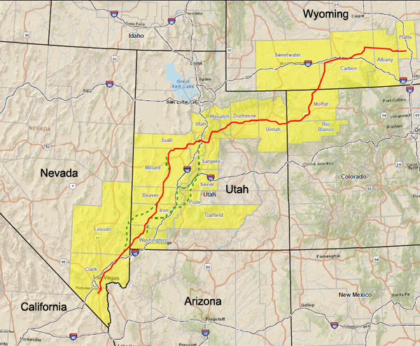 Route of the transmission line. Courtesy Zephyr Power Transmission Project