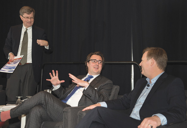 Moderator Sean Conway, Will Stewart and Tom Parkin. Photo: David Smiley