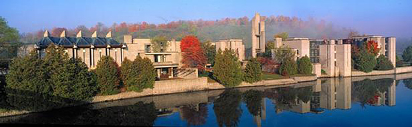 A view of Champlain College, Trent University, from the river