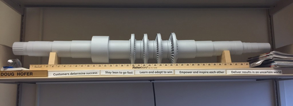 A life-size prototype of GE’s “sunrotor” on a shelf at GRC. This 10 megawatt prototype is the basis for the full-scale system that stores 100 megawatt-hours and generates power at 33 megawatt, Sanborn says. Image credit: GE Global Research 